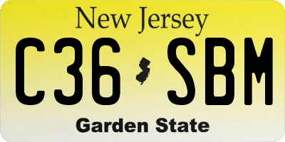 NJ license plate C36SBM