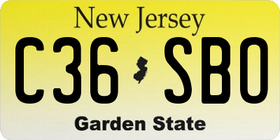 NJ license plate C36SBO