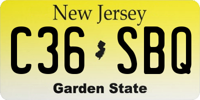 NJ license plate C36SBQ