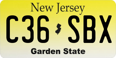 NJ license plate C36SBX