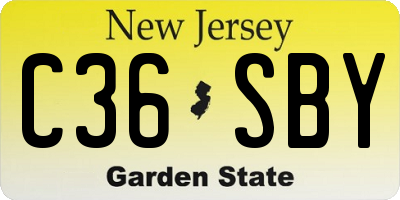 NJ license plate C36SBY