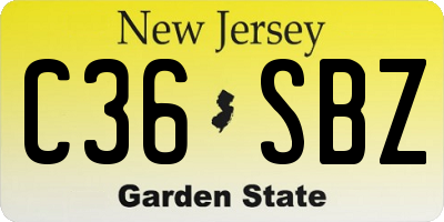 NJ license plate C36SBZ