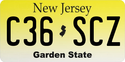 NJ license plate C36SCZ