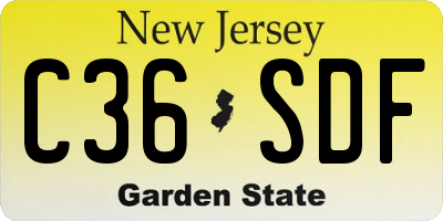 NJ license plate C36SDF