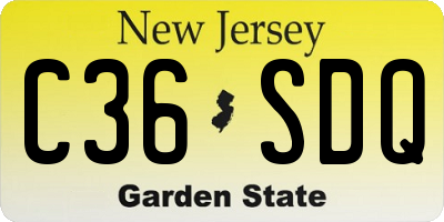 NJ license plate C36SDQ