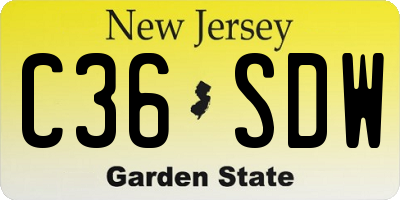 NJ license plate C36SDW
