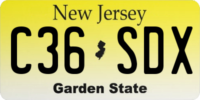 NJ license plate C36SDX