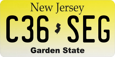 NJ license plate C36SEG