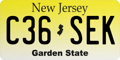 NJ license plate C36SEK