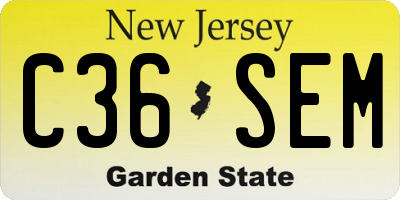 NJ license plate C36SEM