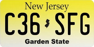 NJ license plate C36SFG