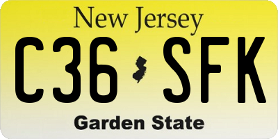 NJ license plate C36SFK