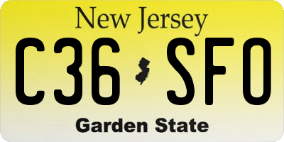 NJ license plate C36SFO