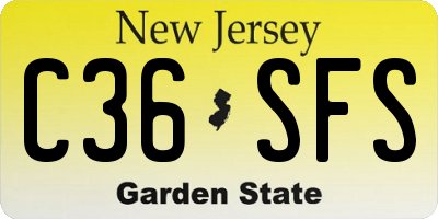 NJ license plate C36SFS