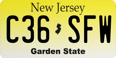 NJ license plate C36SFW