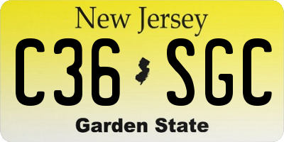 NJ license plate C36SGC