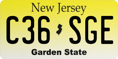 NJ license plate C36SGE