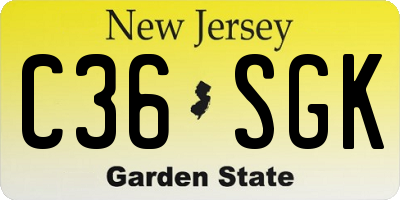 NJ license plate C36SGK