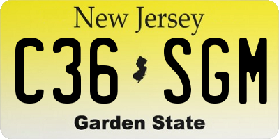 NJ license plate C36SGM