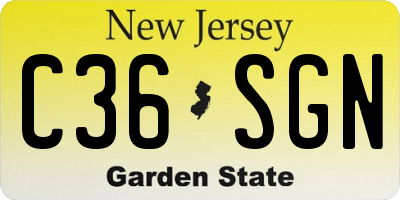 NJ license plate C36SGN