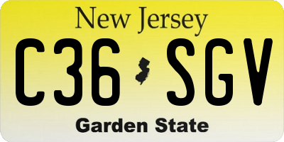 NJ license plate C36SGV
