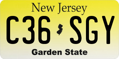 NJ license plate C36SGY