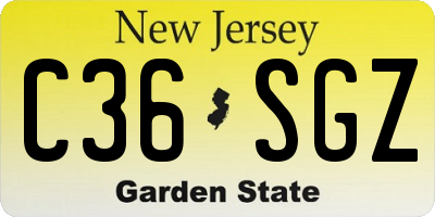 NJ license plate C36SGZ