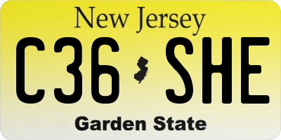 NJ license plate C36SHE