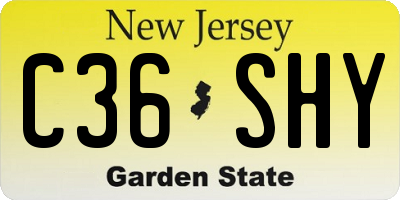 NJ license plate C36SHY