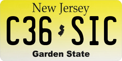 NJ license plate C36SIC