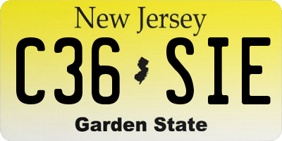 NJ license plate C36SIE