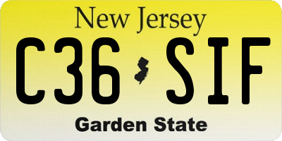 NJ license plate C36SIF