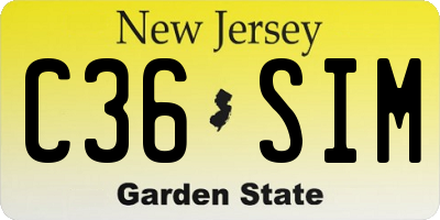 NJ license plate C36SIM
