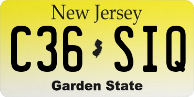 NJ license plate C36SIQ