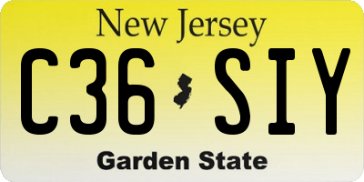 NJ license plate C36SIY