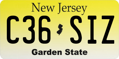 NJ license plate C36SIZ