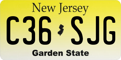 NJ license plate C36SJG