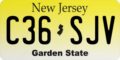 NJ license plate C36SJV