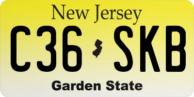 NJ license plate C36SKB
