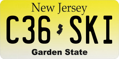 NJ license plate C36SKI