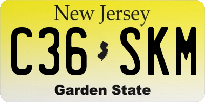 NJ license plate C36SKM