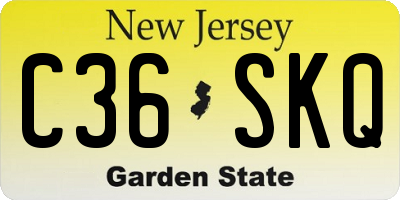NJ license plate C36SKQ