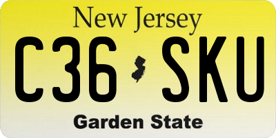 NJ license plate C36SKU