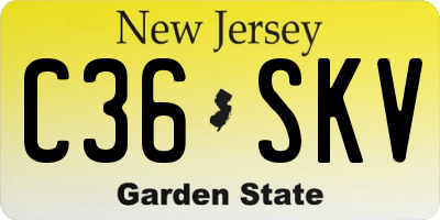 NJ license plate C36SKV