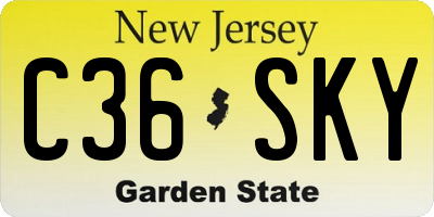 NJ license plate C36SKY