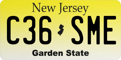 NJ license plate C36SME