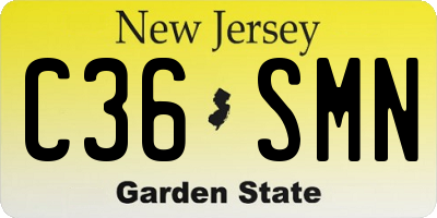 NJ license plate C36SMN