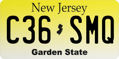 NJ license plate C36SMQ