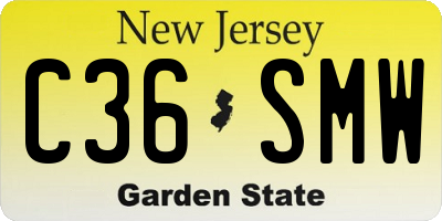 NJ license plate C36SMW