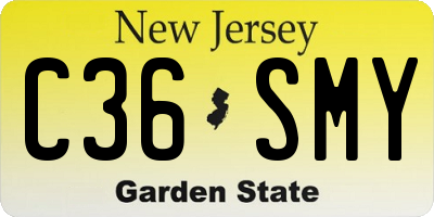 NJ license plate C36SMY